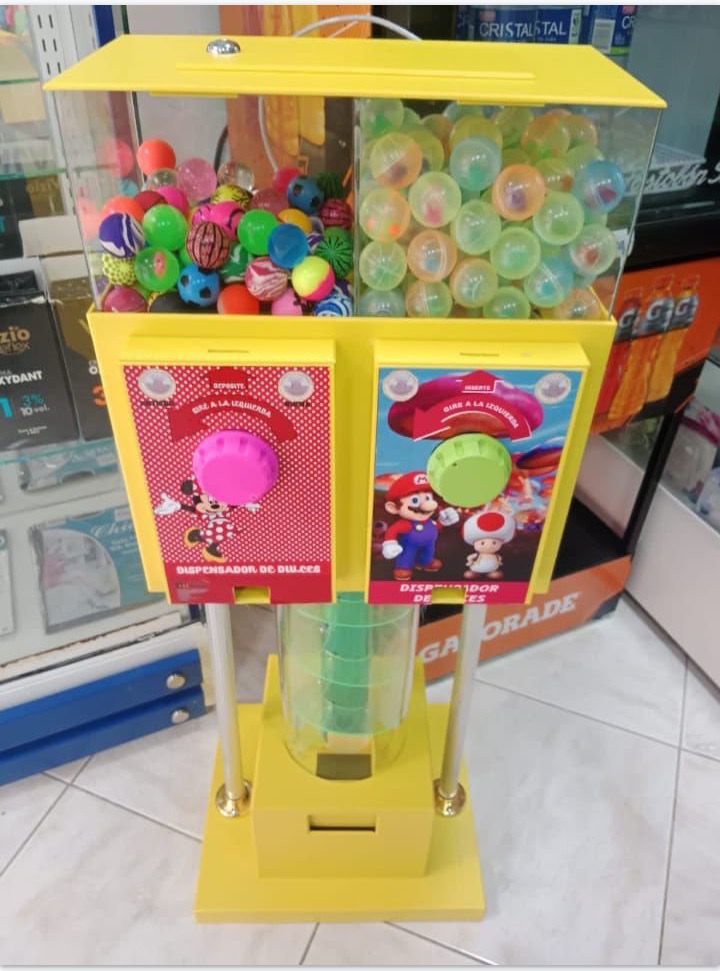 Maquina Dispensadora de Sorpresas y Pelotas Doble compartimiento con temática infantil