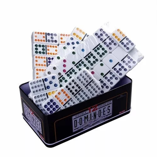 Juego de  Domino Profesional 91 Piezas Doble 12 Caja metalica Juega Hasta 13 Personas