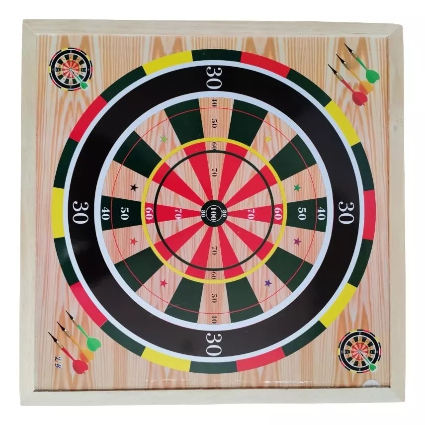 Juego de Parques Magnetico 6 Puestos Tablero Madera + Tiro Al Blanco