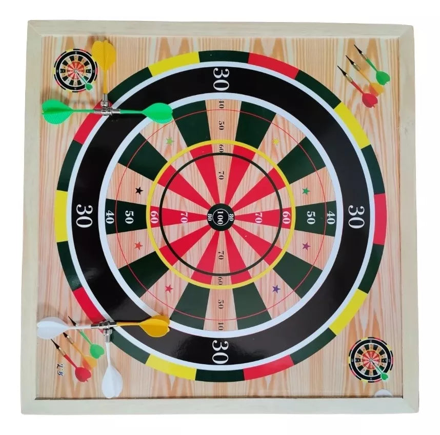 Juego de Parques Magnetico 6 Puestos Tablero Madera + Tiro Al Blanco