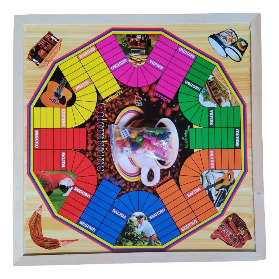 Juego de Parques Magnetico 6 Puestos Tablero Madera + Tiro Al Blanco