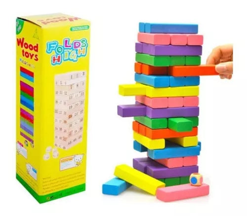 Juego Jenga De Madera Mediano Colores O Números
