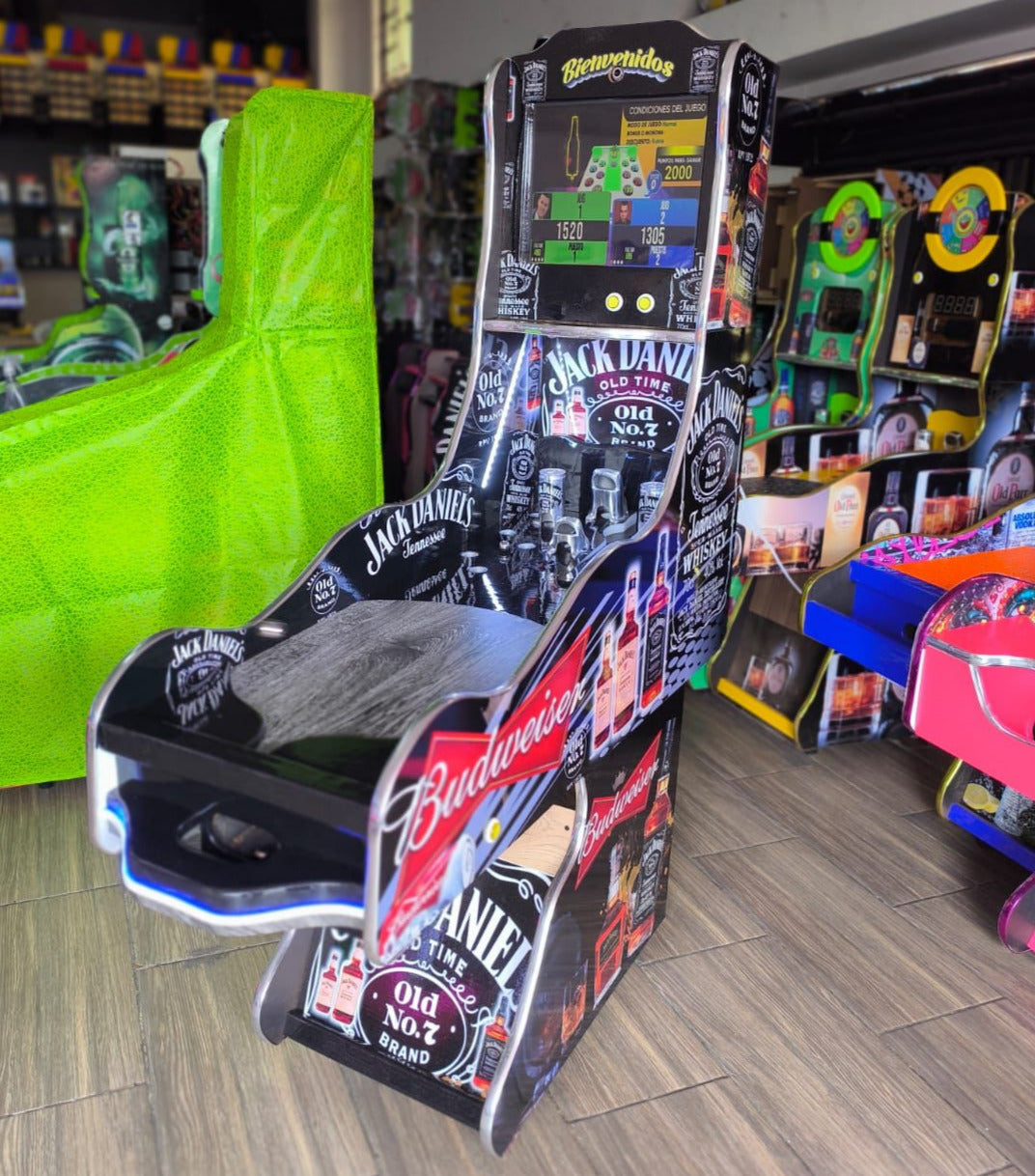 Juego de Bolirana Smart Grande - 7 Juegos Pantalla 19 Pulgadas 16 Jugadores 12 Esferas Diseño Jack Daniel´s