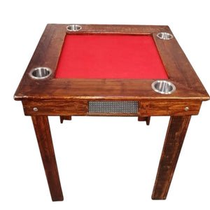 Mesa 2 en 1 Domino Poker Artesanal Madera Pino Portavasos