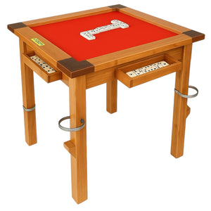 Mesa 2 en 1 Domino Poker Con Portavasos Artesanal Madera Pino