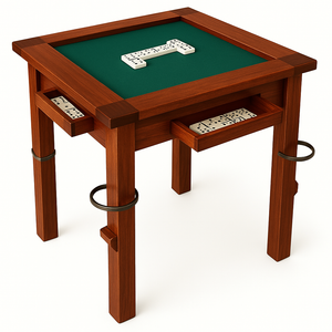 Mesa 2 en 1 Domino Poker Con Portavasos Artesanal Madera Pino