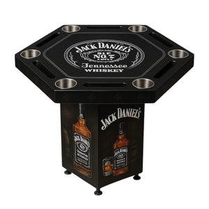 Mesa de Poker Hexagonal Jack Daniel’s en Madera y Vinilo Laminado
