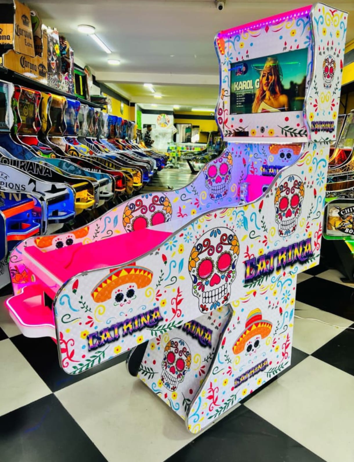 Juego de Bolirana Smart Grande - 7 Juegos Pantalla 19 Pulgadas 16 Jugadores 12 Esferas Diseño La Catrina