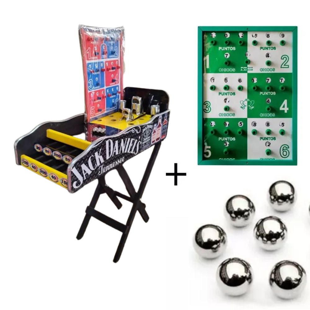 Juego de Bolirana Saloma Mediana Portatil Con Base Plegable Sapos brillados Tapizada en Caucho Ploter