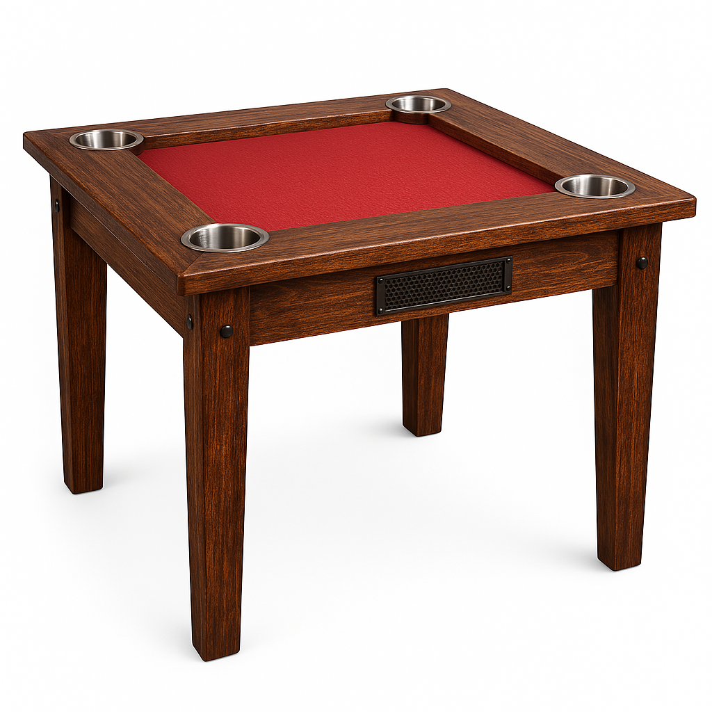 Mesa 2 en 1 Domino Poker Artesanal Madera Pino Portavasos