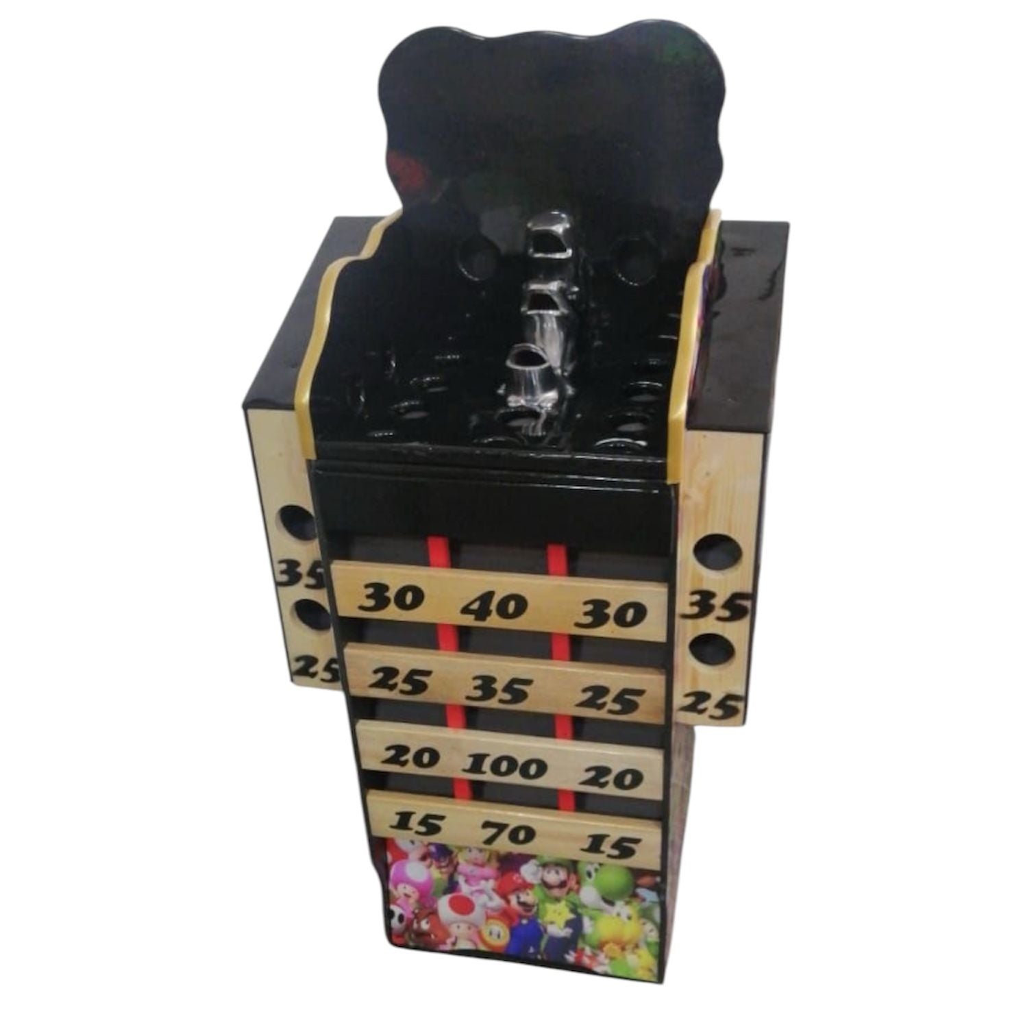 Juego de Rana con Brazos Ploter Mario Bros tapizada en caucho, Tablero + 7 Argollas