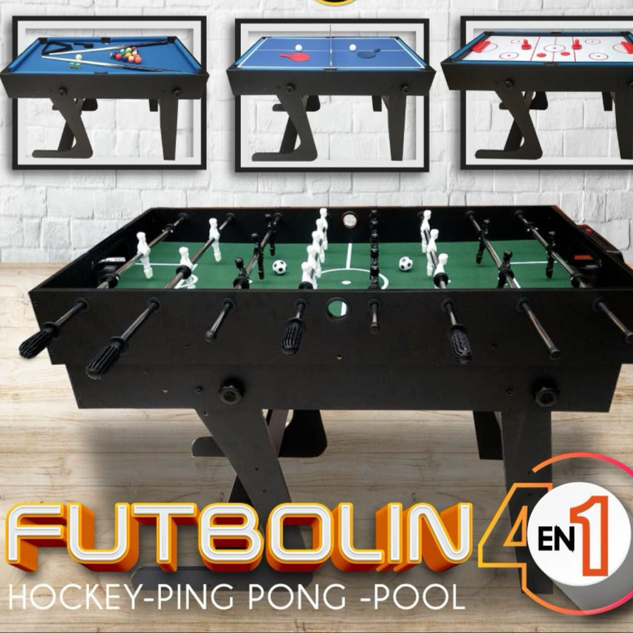 Juego de Futbolin 4 en 1 Pool - Ping pong - Hockey