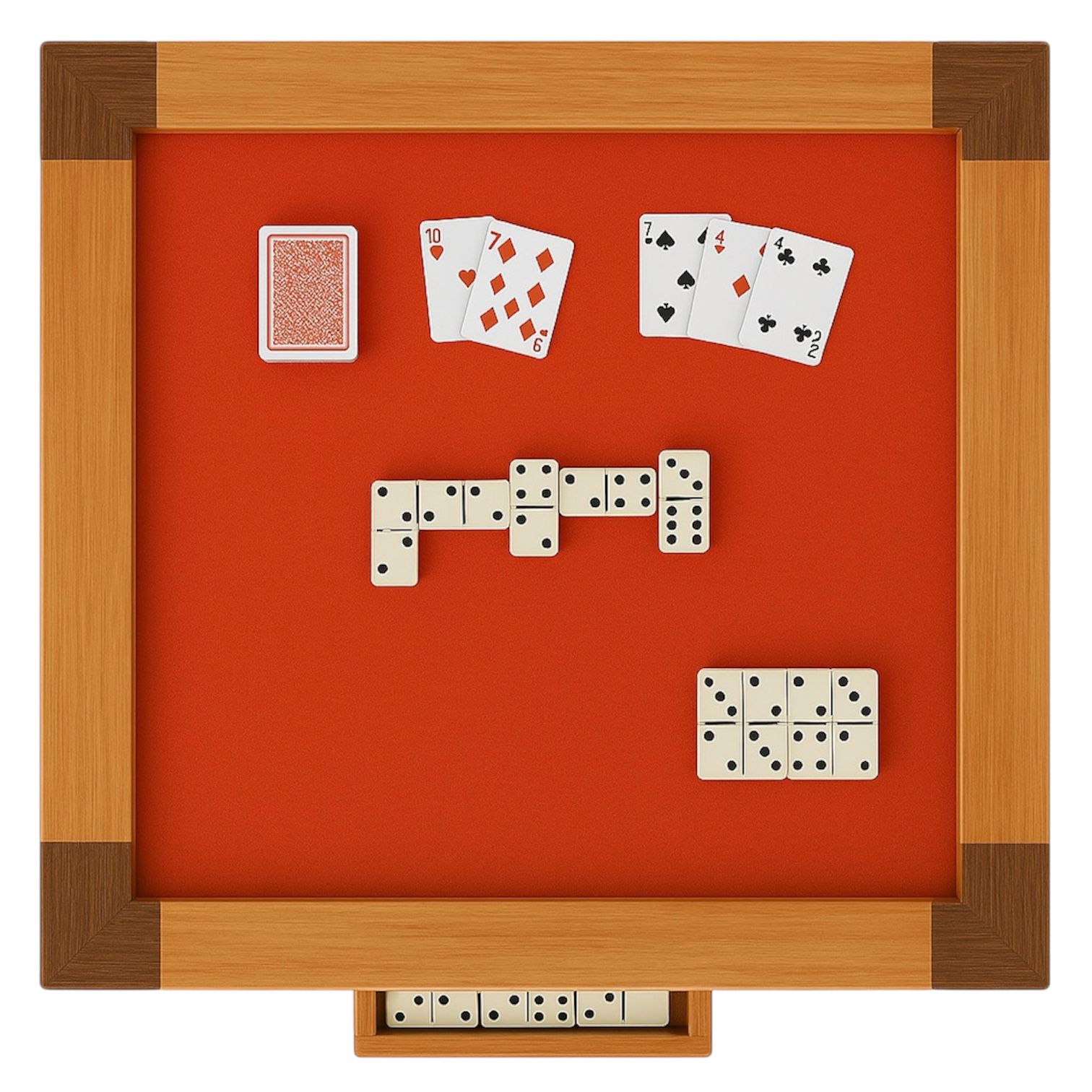 Mesa 2 en 1 Domino Poker Con Portavasos Artesanal Madera Pino