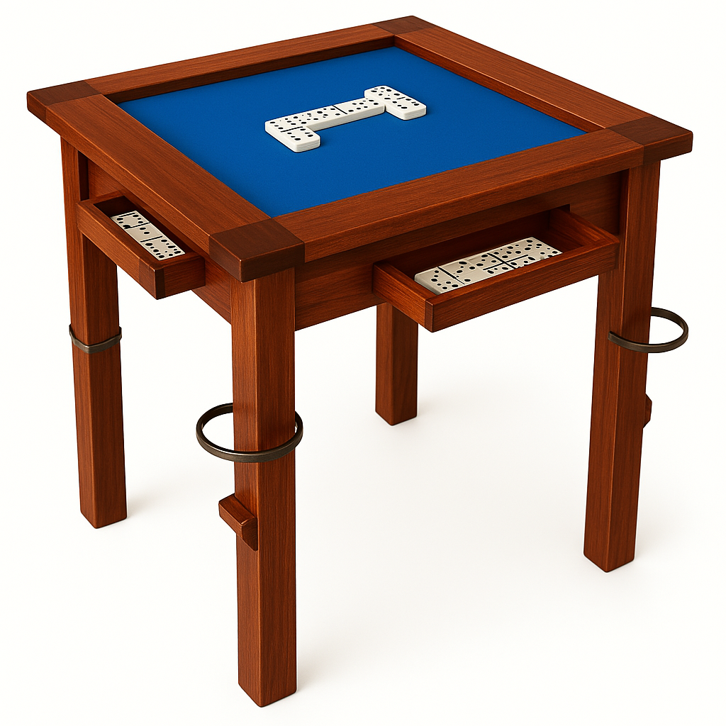 Mesa 2 en 1 Domino Poker Con Portavasos Artesanal Madera Pino