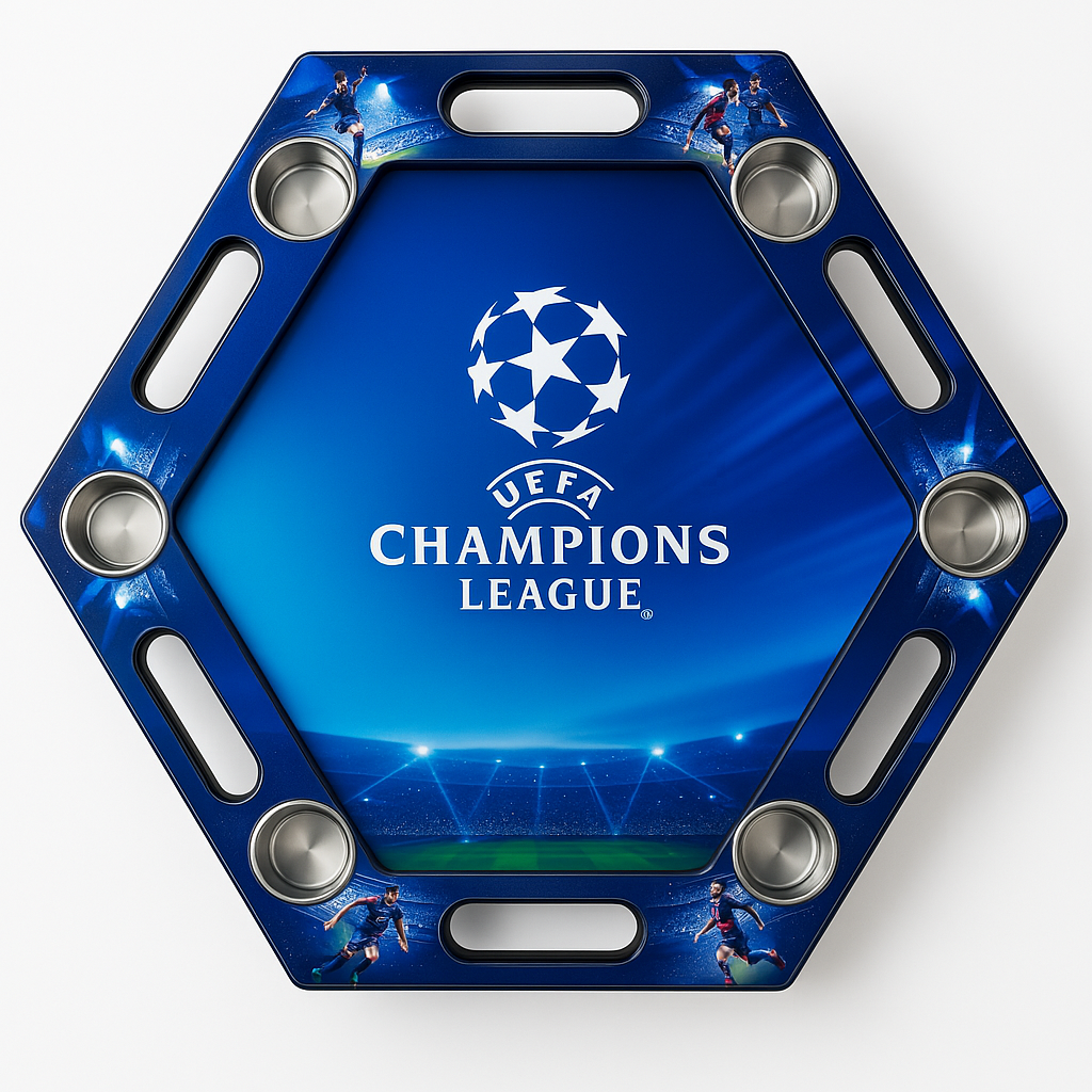 Mesa de Poker Hexagonal Champions League en Madera Vinilo
