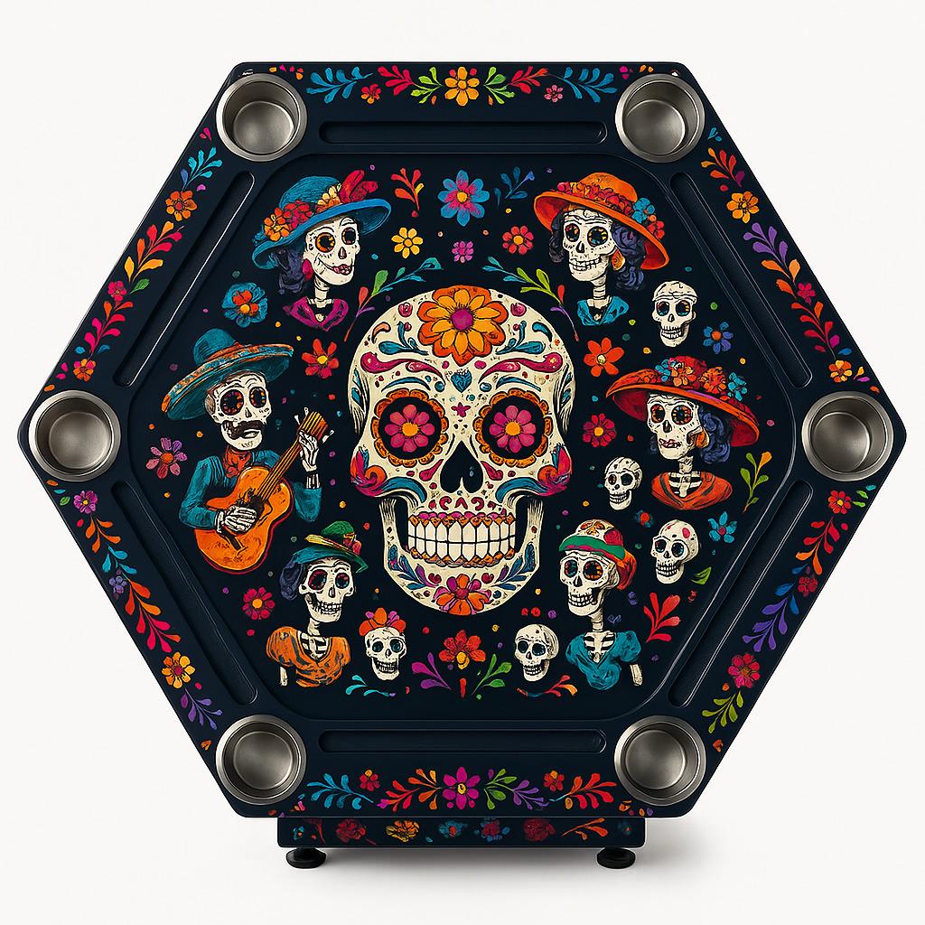 Mesa de Poker Hexagonal La Catrina en Madera Vinilo Laminado