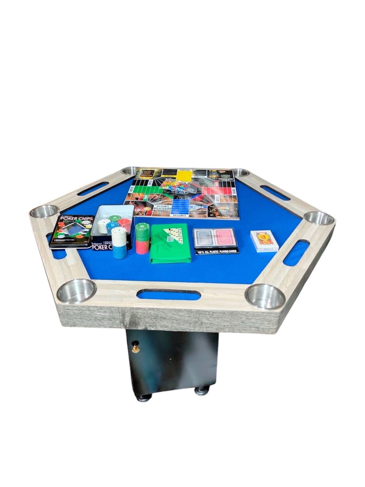 Mesa de Poker Hexagonal Premium – Estilo Rústico Moderno